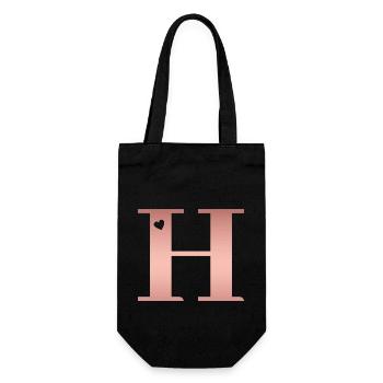 letter H rose gold - Gift Bag for Bottles - black - Front