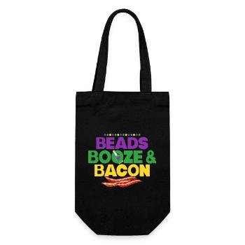 Beads Booze & Bacon Carnival Mardi Gras - Gift Bag for Bottles - black - Front