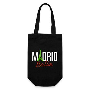 Egal ob Madrid oder Paris, Hauptsache Italien - Geschenkbeutel für Flaschen - Schwarz - Vorne