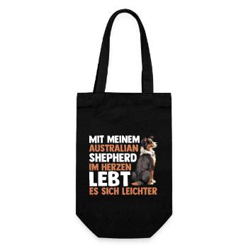 Australian Shepherd Hund Aussie - Geschenkbeutel für Flaschen - Schwarz - Vorne