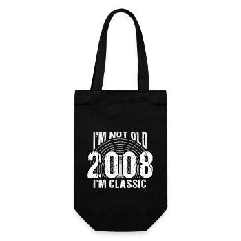 Jahrgang 2008 retro 16 Jahre alt - Ich bin nicht alt, - Geschenkbeutel für Flaschen - Schwarz - Vorne