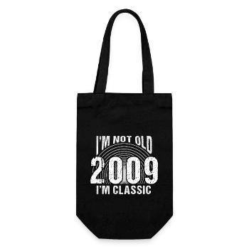 Jahrgang 2009 Retro 15 Jahre alt - Ich bin nicht alt, - Geschenkbeutel für Flaschen - Schwarz - Vorne