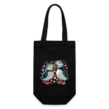 Puffins in love, Love Puffins - Gift Bag for Bottles - black - Front