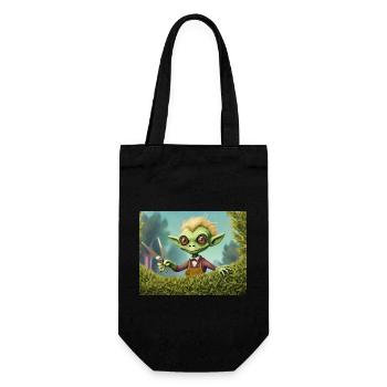 cute little green retro vintage alien detective - Gift Bag for Bottles - black - Front