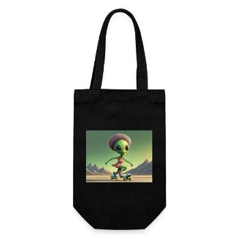 niedliche kleine grüne retro vintage alien jeden tag - Geschenkbeutel für Flaschen - Schwarz - Vorne
