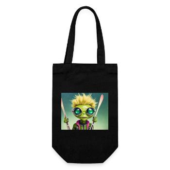 mignon petit vert rétro vintage alien skie - Sac à bouteille - noir - Devant