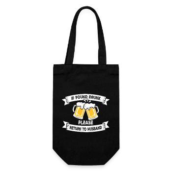 If Found Drunk Please Return To Wife Husband Joke - Gift Bag for Bottles - black - Front