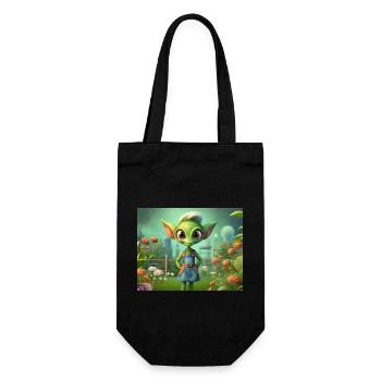 mignon petit vert rétro extraterrestre jardin de travail - Sac à bouteille - noir - Devant