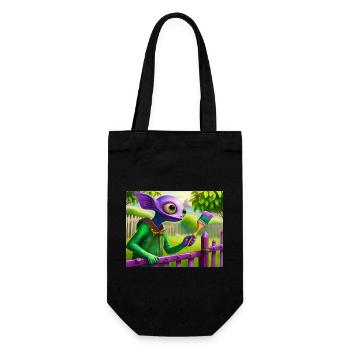 mignon petit extraterrestre vintage vert peinture une clôture - Sac à bouteille - noir - Devant