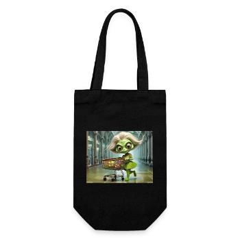 cute little green retro vintage alien everyday - Gift Bag for Bottles - black - Front