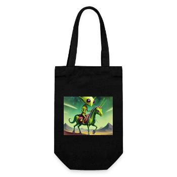 mignon petit extraterrestre vintage vert chevauchant un cheval - Sac à bouteille - noir - Devant