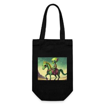mignon petit extraterrestre rétro vert chevauchant un cheval - Sac à bouteille - noir - Devant