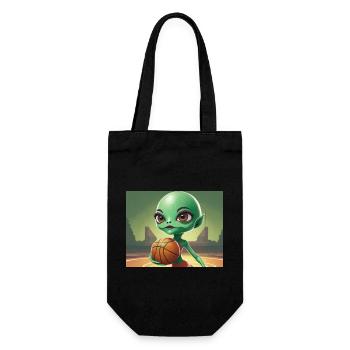 cute little green retro vintage alien basketball - Gift Bag for Bottles - black - Front