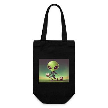 cute little green retro vintage alien everyday - Gift Bag for Bottles - black - Front