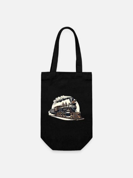 Western Steam Locomotive Steam Locomotive Graphic - Gift Bag for Bottles - black