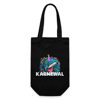 Karenwal lustiger Karenval Spruch Wal mit Partyhut - Geschenkbeutel für Flaschen - Schwarz - Vorne