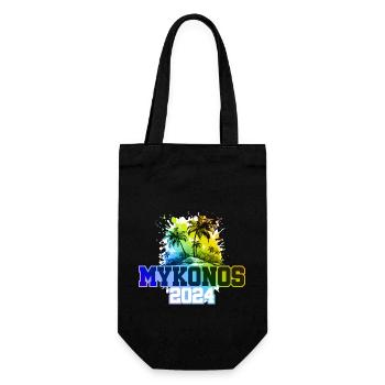 Mykonos 2024 Holiday Palm Trees Multicolored - Gift Bag for Bottles - black - Front