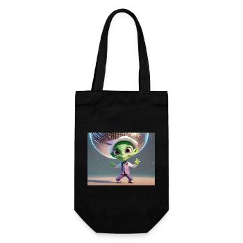 niedliche kleine grüne retro vintage alien tanzen - Geschenkbeutel für Flaschen - Schwarz - Vorne