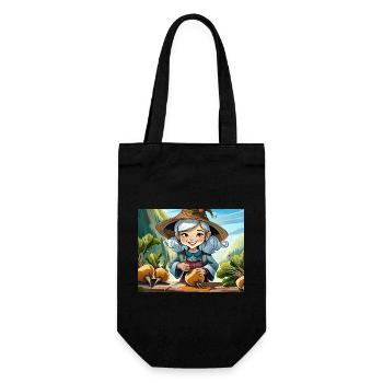 Deutsche Kinderreime Früh morgens um sechs - Geschenkbeutel für Flaschen - Schwarz - Vorne