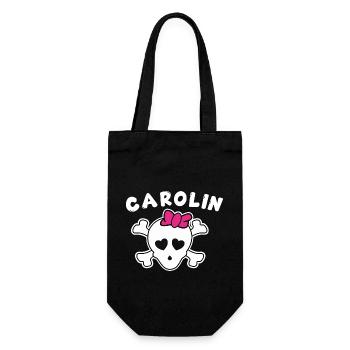 Piratin Carolin Design für Mädchen und Frauen - Geschenkbeutel für Flaschen - Schwarz - Vorne