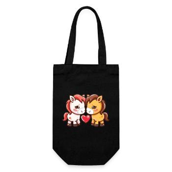 Horse Couple Love Couple In Love - Gift Bag for Bottles - black - Front