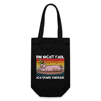 I'm not lazy, I save energy, pot-bellied pig - Gift Bag for Bottles - black - Front