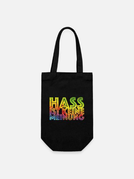 Hass ist keine Meinung - Geschenkbeutel für Flaschen - Schwarz