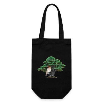 Mädchen Baum Natur sinnlich Schaukel Gefühle - Geschenkbeutel für Flaschen - Schwarz - Vorne