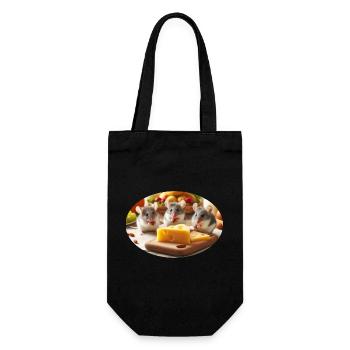 Cute Realistic Mice with Cheese - Gift Bag for Bottles - black - Front