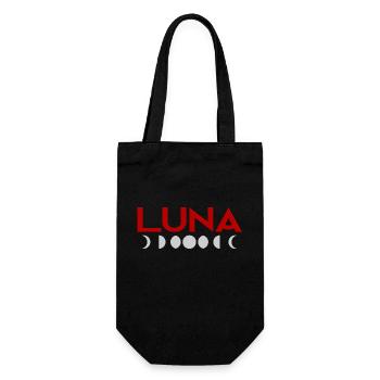 Luna (Mond) und Mondphasen Geschenk Halbmond hell - Geschenkbeutel für Flaschen - Schwarz - Vorne
