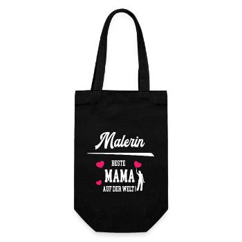 Malerin Beste Mama Muttertag Geburtstag Danke - Geschenkbeutel für Flaschen - Schwarz - Vorne