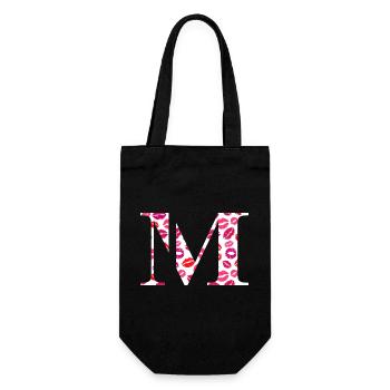 Letter m kisses - Gift Bag for Bottles - black - Front