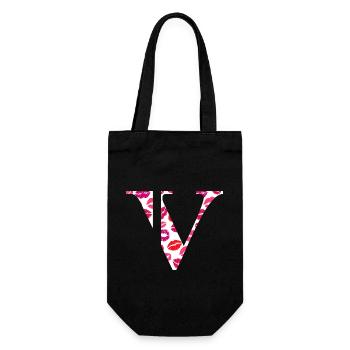 Lettre v bisous - Sac à bouteille - noir - Devant