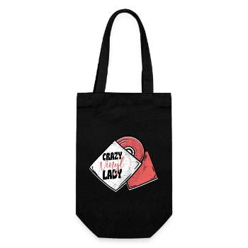 Crazy Vinyl Lady Record Vintage Fan - Sac à bouteille - noir - Devant