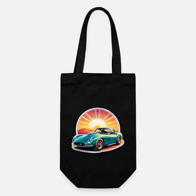 Oldtimer Sonnenuntergang - Geschenkbeutel für Flaschen - Schwarz