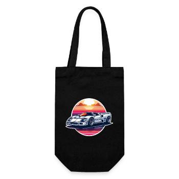 Oldtimer Sonnenuntergang - Geschenkbeutel für Flaschen - Schwarz - Vorne