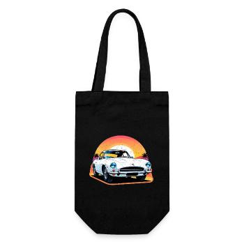 Oldtimer Sonnenuntergang - Geschenkbeutel für Flaschen - Schwarz - Vorne