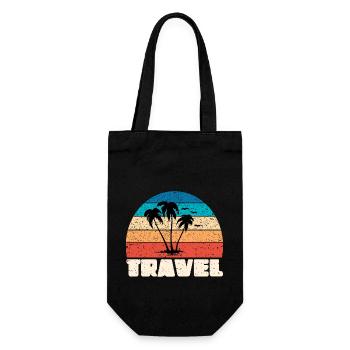 Reise Sunset in vintage Palme - Geschenkbeutel für Flaschen - Schwarz - Vorne