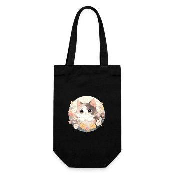 Chat trop mignon - Sac à bouteille - noir - Devant
