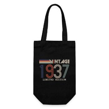 Jahrgang 1937 Jubiläumsgeschenk - Jahrgang 1937 - Geschenkbeutel für Flaschen - Schwarz - Vorne