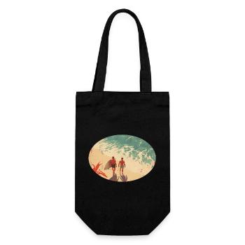 Surfer am Strand - Geschenkbeutel für Flaschen - Schwarz - Vorne