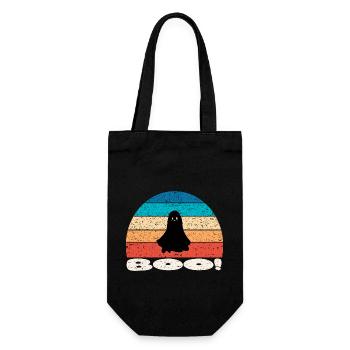 Retro vintage Sunset Halloween Ghost - Gift Bag for Bottles - black - Front