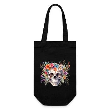 skull surrounded with wildflower - Gift Bag for Bottles - black - Front