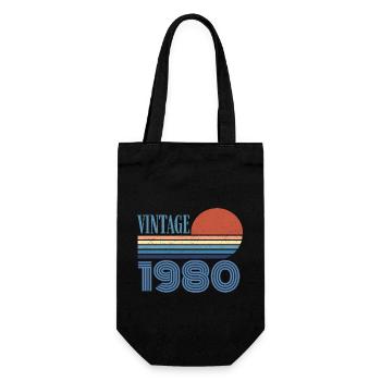 Vintage, 1980er Jahre - Geschenkbeutel für Flaschen - Schwarz - Vorne