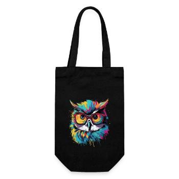Funny owl with glasses - Gift Bag for Bottles - black - Front