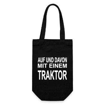 Traktor - Geschenkbeutel für Flaschen - Schwarz - Vorne