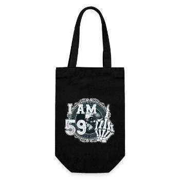 I'm 59 plus 1 middle finger Skull funny 60th - Gift Bag for Bottles - black - Front