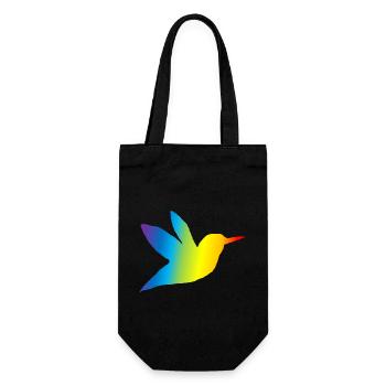Kolibri bunt - Geschenkbeutel für Flaschen - Schwarz - Vorne