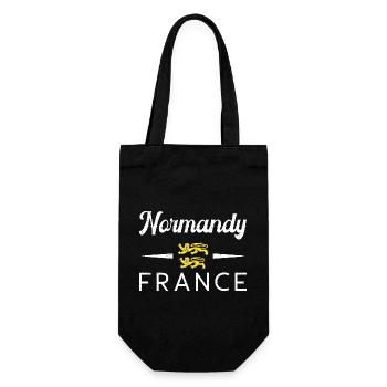 Normandie Normannisch Frankreich Urlaub Strand - Geschenkbeutel für Flaschen - Schwarz - Vorne