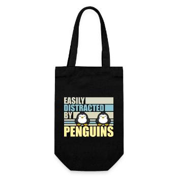 Easily Distracted By Penguins Funny Cute Penguin - Gift Bag for Bottles - black - Front